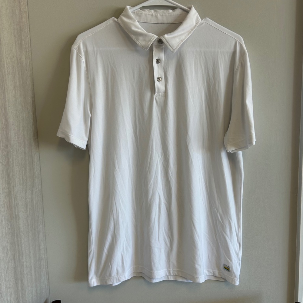 Vuori Mens White Polo Shirt‎ Short Sleeve Casual size M? See measurements